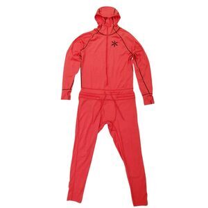 AIRBLASTER Merino Wool Base Layer Ninja Suit Mens Small Red One Piece Hooded